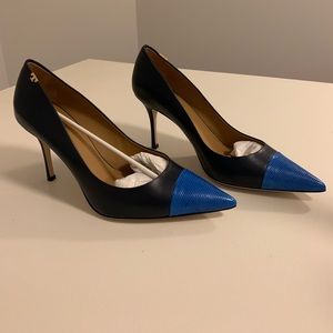 NIB! Tory Burch Penelope Cap Toe Navy/Blue Pumps